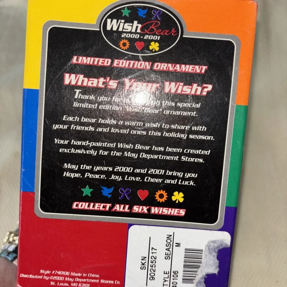 Rare New WISH‎ BEAR Peace Figure, Ornament 2000-2001 Limited Edition 3471